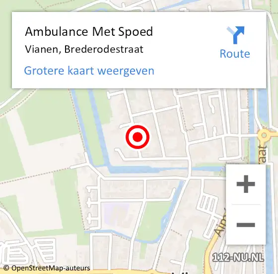 Locatie op kaart van de 112 melding: Ambulance Met Spoed Naar Vianen, Brederodestraat op 25 maart 2016 06:38