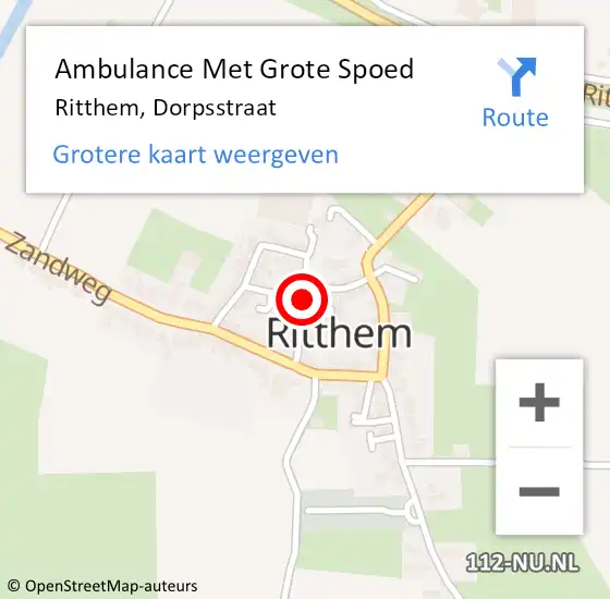 Locatie op kaart van de 112 melding: Ambulance Met Grote Spoed Naar Ritthem, Dorpsstraat op 25 maart 2016 06:42