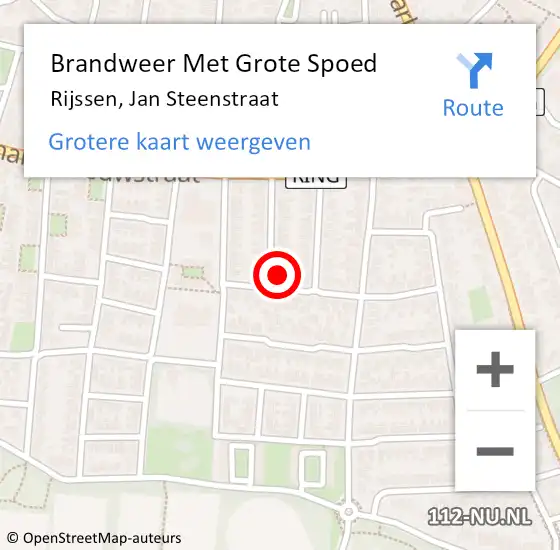 Locatie op kaart van de 112 melding: Brandweer Met Grote Spoed Naar Rijssen, Jan Steenstraat op 25 maart 2016 07:57