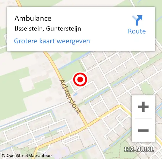 Locatie op kaart van de 112 melding: Ambulance IJsselstein, Guntersteijn op 25 maart 2016 08:10