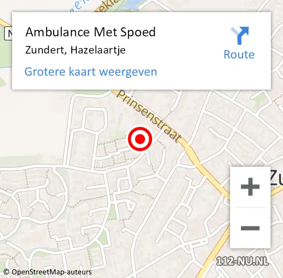 Locatie op kaart van de 112 melding: Ambulance Met Spoed Naar Zundert, Hazelaartje op 25 maart 2016 09:19