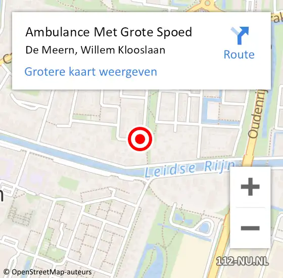 Locatie op kaart van de 112 melding: Ambulance Met Grote Spoed Naar De Meern, Willem Klooslaan op 25 maart 2016 09:36