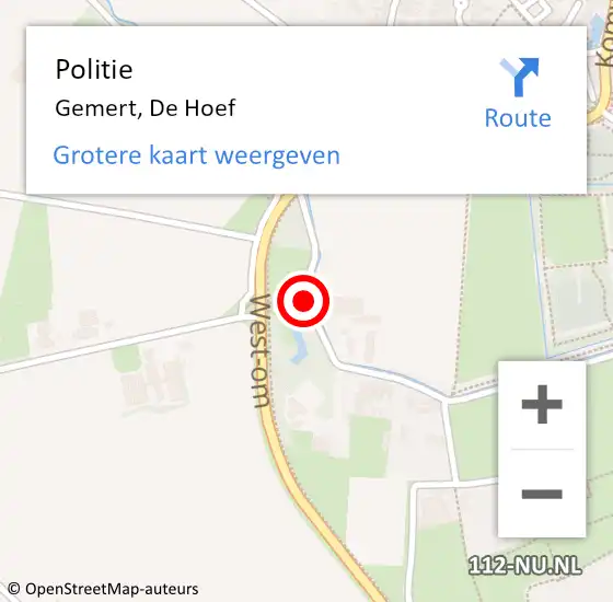 Locatie op kaart van de 112 melding: Politie Gemert, De Hoef op 25 maart 2016 09:56