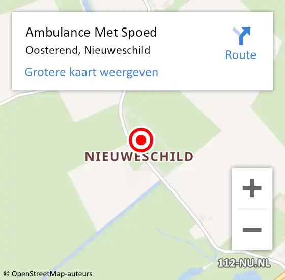 Locatie op kaart van de 112 melding: Ambulance Met Spoed Naar Oosterend, Nieuweschild op 25 maart 2016 10:56