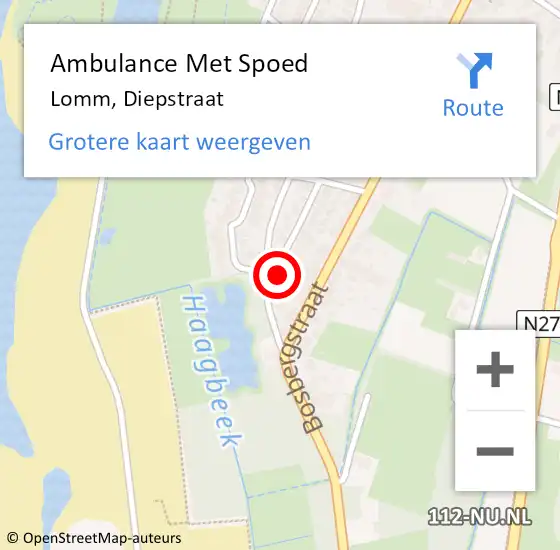 Locatie op kaart van de 112 melding: Ambulance Met Spoed Naar Lomm, Diepstraat op 25 maart 2016 11:55