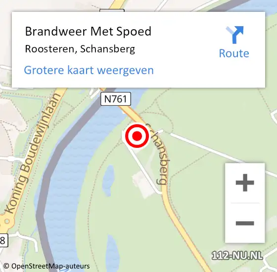 Locatie op kaart van de 112 melding: Brandweer Met Spoed Naar Roosteren, Schansberg op 25 maart 2016 12:30