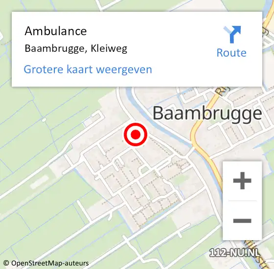 Locatie op kaart van de 112 melding: Ambulance Baambrugge, Kleiweg op 25 maart 2016 13:05