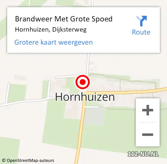 Locatie op kaart van de 112 melding: Brandweer Met Grote Spoed Naar Hornhuizen, Dijksterweg op 25 maart 2016 13:31