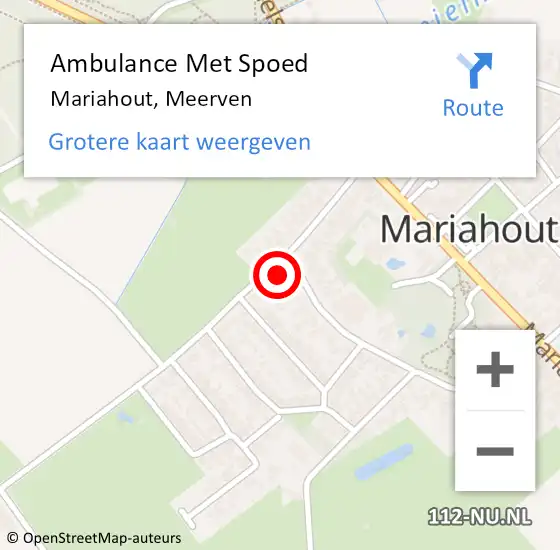 Locatie op kaart van de 112 melding: Ambulance Met Spoed Naar Mariahout, Meerven op 25 maart 2016 14:37