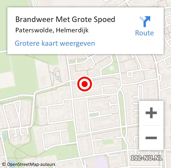 Locatie op kaart van de 112 melding: Brandweer Met Grote Spoed Naar Paterswolde, Helmerdijk op 25 maart 2016 14:38