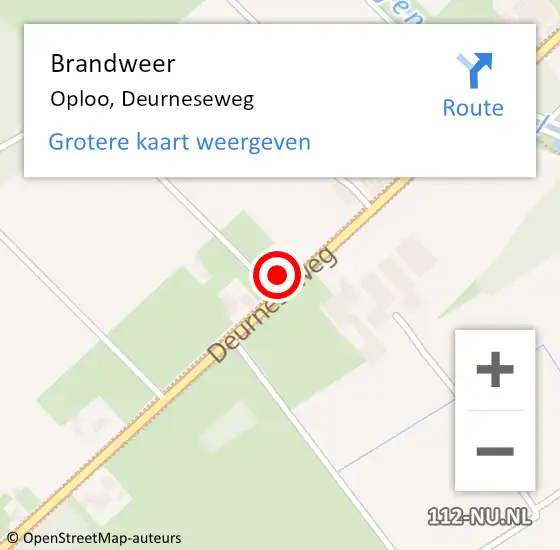 Locatie op kaart van de 112 melding: Brandweer Oploo, Deurneseweg op 25 maart 2016 15:22