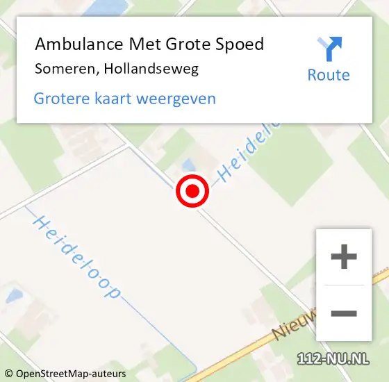 Locatie op kaart van de 112 melding: Ambulance Met Grote Spoed Naar Someren, Hollandseweg op 25 maart 2016 15:27