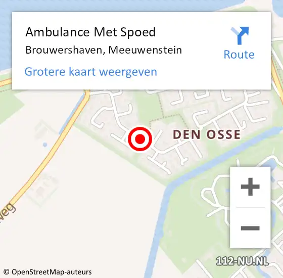 Locatie op kaart van de 112 melding: Ambulance Met Spoed Naar Brouwershaven, Meeuwenstein op 25 maart 2016 15:44