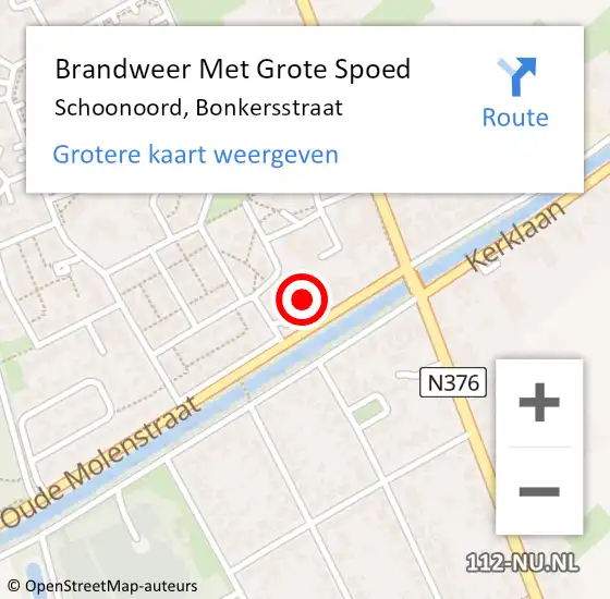 Locatie op kaart van de 112 melding: Brandweer Met Grote Spoed Naar Schoonoord, Bonkersstraat op 25 maart 2016 15:45