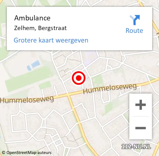 Locatie op kaart van de 112 melding: Ambulance Zelhem, Bergstraat op 25 maart 2016 15:48