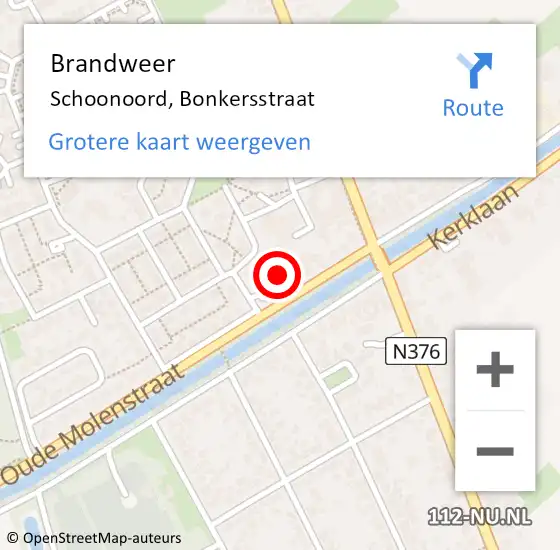 Locatie op kaart van de 112 melding: Brandweer Schoonoord, Bonkersstraat op 25 maart 2016 15:49