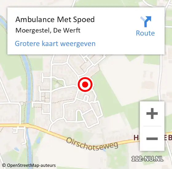 Locatie op kaart van de 112 melding: Ambulance Met Spoed Naar Moergestel, De Werft op 25 maart 2016 16:30