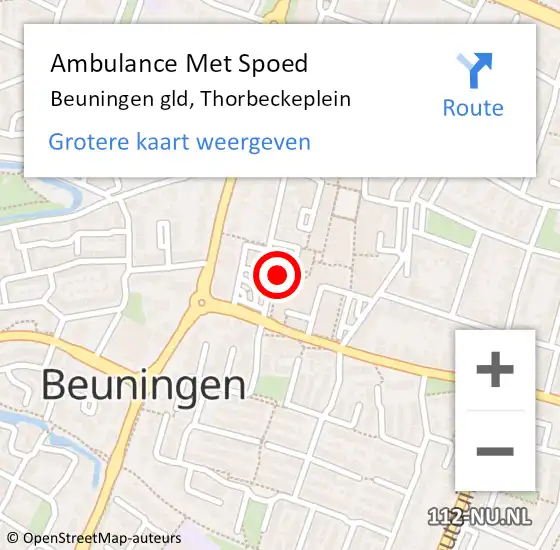 Locatie op kaart van de 112 melding: Ambulance Met Spoed Naar Beuningen gld, Thorbeckeplein op 25 maart 2016 16:36
