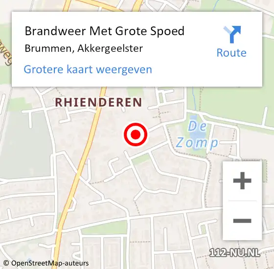 Locatie op kaart van de 112 melding: Brandweer Met Grote Spoed Naar Brummen, Akkergeelster op 25 maart 2016 16:38