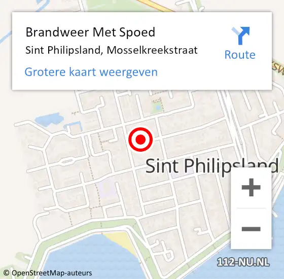 Locatie op kaart van de 112 melding: Brandweer Met Spoed Naar Sint Philipsland, Mosselkreekstraat op 25 maart 2016 17:03