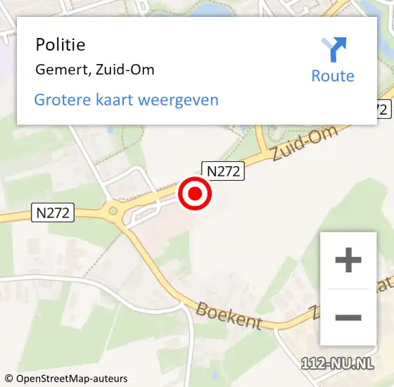 Locatie op kaart van de 112 melding: Politie Gemert, Zuid-Om op 25 maart 2016 17:13