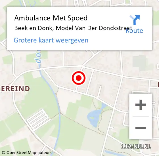 Locatie op kaart van de 112 melding: Ambulance Met Spoed Naar Beek en Donk, Model Van Der Donckstraat op 25 maart 2016 17:38