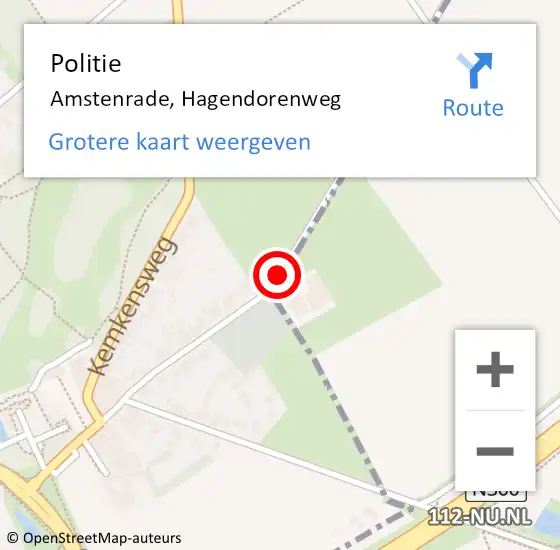 Locatie op kaart van de 112 melding: Politie Amstenrade, Hagendorenweg op 25 maart 2016 18:24