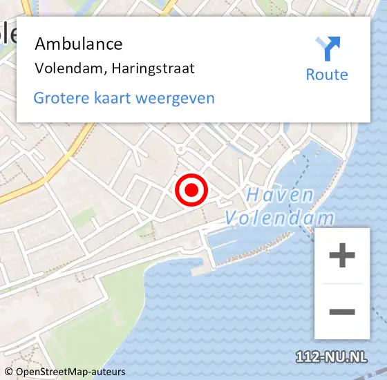 Locatie op kaart van de 112 melding: Ambulance Volendam, Haringstraat op 25 maart 2016 18:48