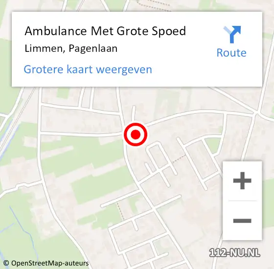 Locatie op kaart van de 112 melding: Ambulance Met Grote Spoed Naar Limmen, Pagenlaan op 25 maart 2016 18:57