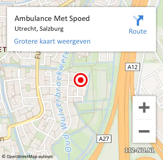 Locatie op kaart van de 112 melding: Ambulance Met Spoed Naar Utrecht, Salzburg op 25 maart 2016 20:37