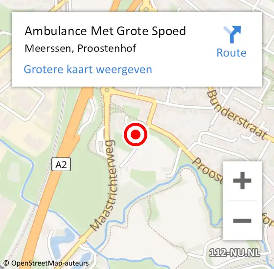 Locatie op kaart van de 112 melding: Ambulance Met Grote Spoed Naar Meerssen, Proostenhof op 10 december 2013 01:21