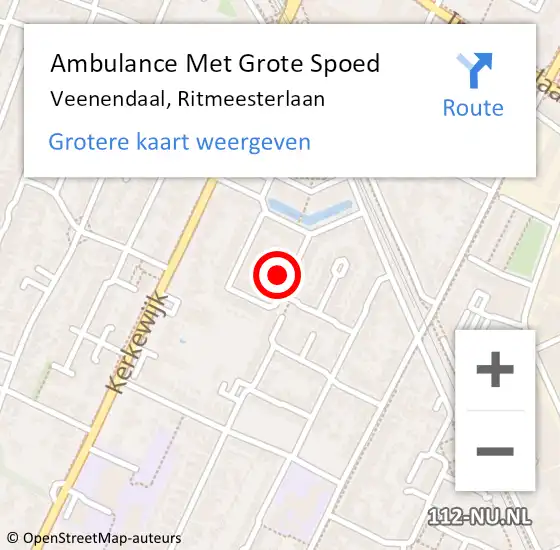 Locatie op kaart van de 112 melding: Ambulance Met Grote Spoed Naar Veenendaal, Ritmeesterlaan op 15 september 2013 14:53