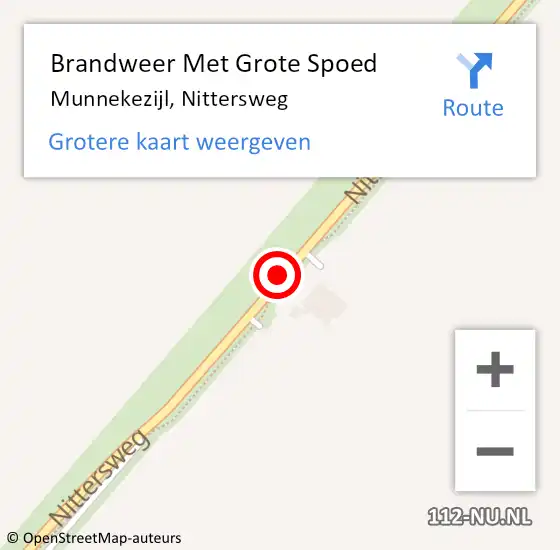 Locatie op kaart van de 112 melding: Brandweer Met Grote Spoed Naar Munnekezijl, Nittersweg op 25 maart 2016 21:15