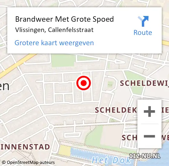 Locatie op kaart van de 112 melding: Brandweer Met Grote Spoed Naar Vlissingen, Callenfelsstraat op 25 maart 2016 21:17