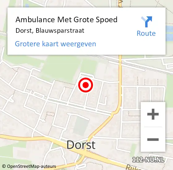 Locatie op kaart van de 112 melding: Ambulance Met Grote Spoed Naar Dorst, Blauwsparstraat op 25 maart 2016 23:05