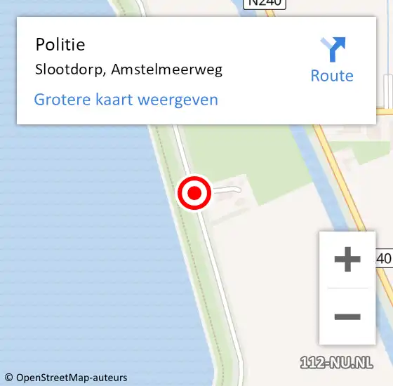Locatie op kaart van de 112 melding: Politie Slootdorp, Amstelmeerweg op 25 maart 2016 23:35