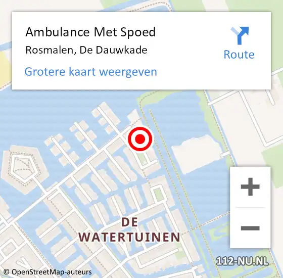 Locatie op kaart van de 112 melding: Ambulance Met Spoed Naar Rosmalen, De Dauwkade op 26 maart 2016 00:09