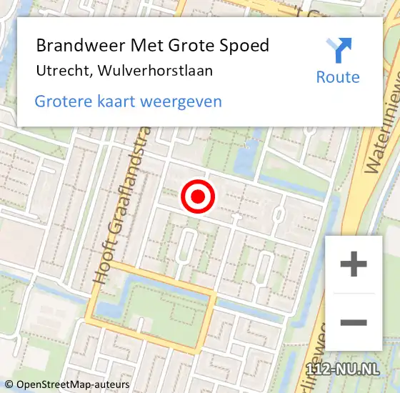 Locatie op kaart van de 112 melding: Brandweer Met Grote Spoed Naar Utrecht, Wulverhorstlaan op 26 maart 2016 00:19