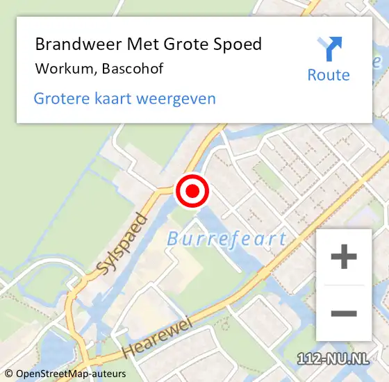 Locatie op kaart van de 112 melding: Brandweer Met Grote Spoed Naar Workum, Bascohof op 26 maart 2016 00:45