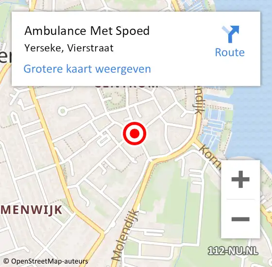 Locatie op kaart van de 112 melding: Ambulance Met Spoed Naar Yerseke, Vierstraat op 26 maart 2016 01:00