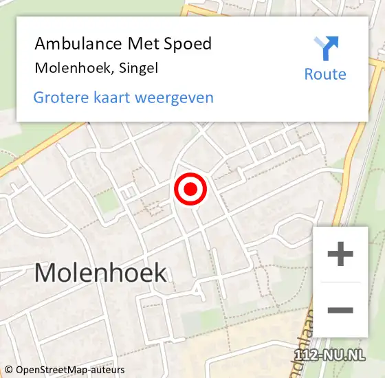 Locatie op kaart van de 112 melding: Ambulance Met Spoed Naar Molenhoek, Singel op 26 maart 2016 02:57