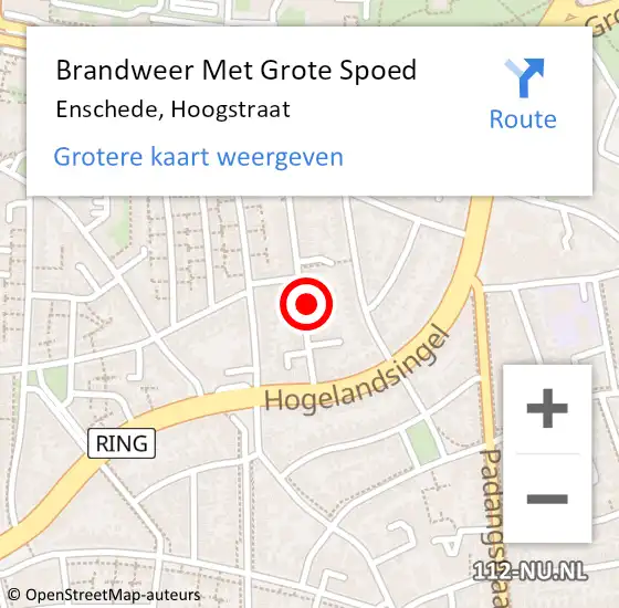 Locatie op kaart van de 112 melding: Brandweer Met Grote Spoed Naar Enschede, Hoogstraat op 26 maart 2016 03:12