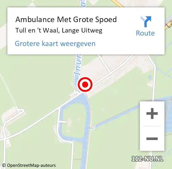 Locatie op kaart van de 112 melding: Ambulance Met Grote Spoed Naar Tull en 't Waal, Lange Uitweg op 10 december 2013 03:07