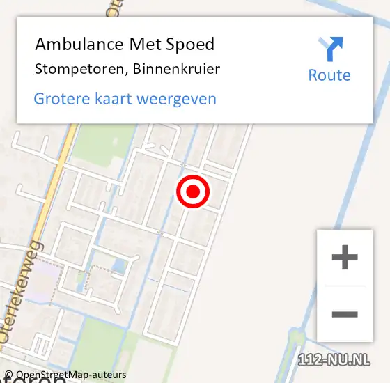 Locatie op kaart van de 112 melding: Ambulance Met Spoed Naar Stompetoren, Binnenkruier op 10 december 2013 03:08