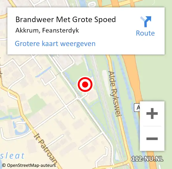 Locatie op kaart van de 112 melding: Brandweer Met Grote Spoed Naar Akkrum, Feansterdyk op 10 december 2013 03:13