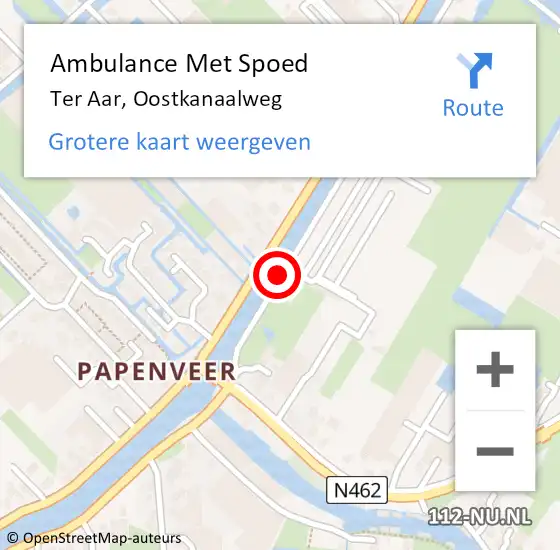 Locatie op kaart van de 112 melding: Ambulance Met Spoed Naar Ter Aar, Oostkanaalweg op 26 maart 2016 05:23