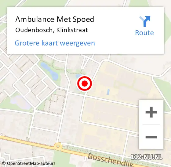 Locatie op kaart van de 112 melding: Ambulance Met Spoed Naar Oudenbosch, Klinkstraat op 26 maart 2016 07:50