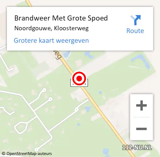 Locatie op kaart van de 112 melding: Brandweer Met Grote Spoed Naar Noordgouwe, Kloosterweg op 26 maart 2016 09:25