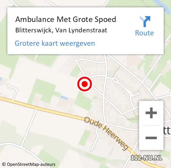 Locatie op kaart van de 112 melding: Ambulance Met Grote Spoed Naar Blitterswijck, Van Lyndenstraat op 26 maart 2016 09:51