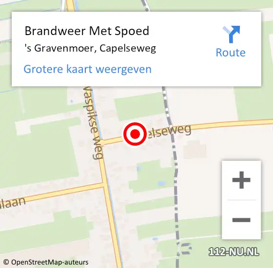 Locatie op kaart van de 112 melding: Brandweer Met Spoed Naar 's Gravenmoer, Capelseweg op 26 maart 2016 10:06